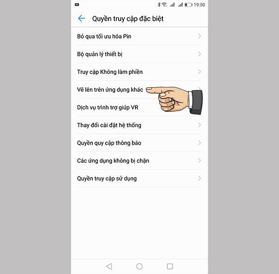 Vào vẽ lên app khác
